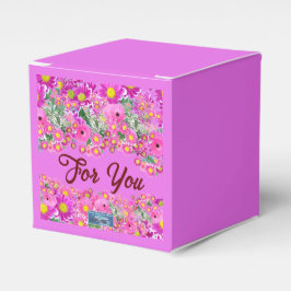 Favor Box Cube (Pink Blume Mix) RFPMDesign ©️ 2024 Geschenkschachtel