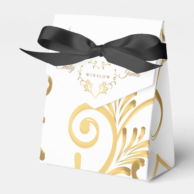 Favor Box-Fancy Gold Heart Geschenkschachtel (Vorderseite)
