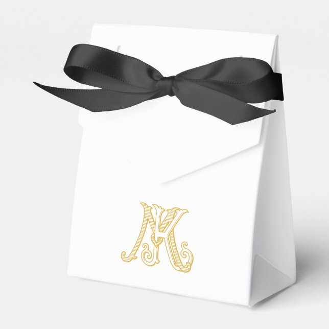 Favor Box KM Monogramm oder MK Monogramm Geschenkschachtel (Vorderseite)