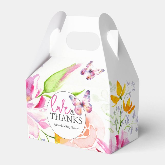 Favor Boxes Baby Shower Butterfells Florals Geschenkschachtel (Vorderseite)