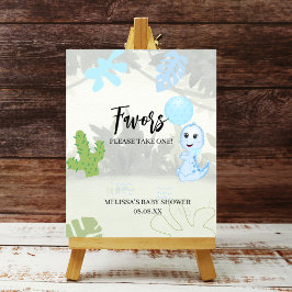 Favor Party Sign Niedlich Blue Dinosaurier Balloon Poster
