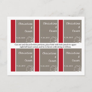 Favor Tags Crimson Red Gray Bg White Wirbel Flouri Postkarte