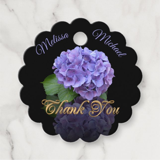 Favor Tags elegante Hydrangeas Geschenkanhänger (Vorderseite)