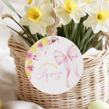 Favor-Tags für Baby-Party mit rosa Schleife und Zi