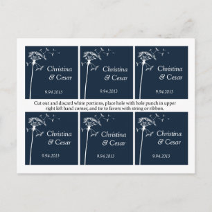 Favor Tags Navy Blue Dandelion Blume Unkraut Postkarte