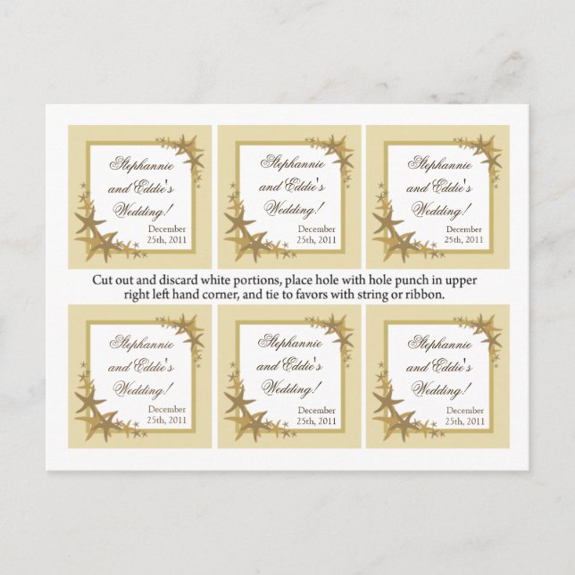 Favor Tags Sandy Beach Postkarte (Vorderseite)