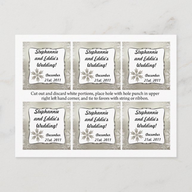 Favor Tags Silver Christmas Blur Feiertagspostkarte (Vorderseite)