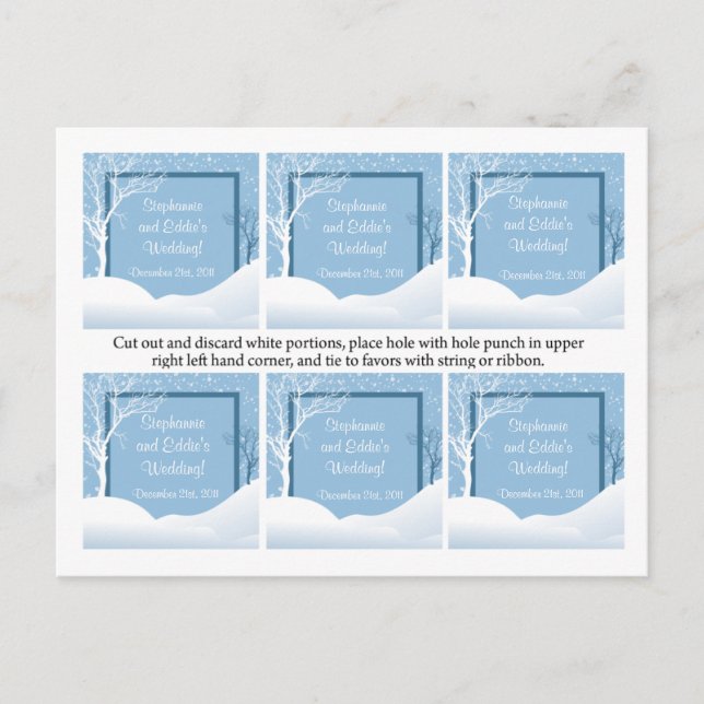Favor Tags Winter Blue Weihnachten (Vorderseite)