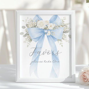 Favorisiert Blaue Eukalyptus-Schleife Baby Shower Poster