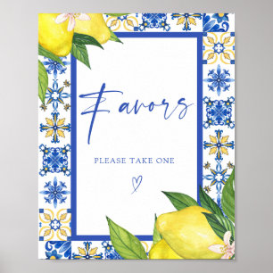 Favorit Blue Tiles Lemons Brautparty Sign Poster