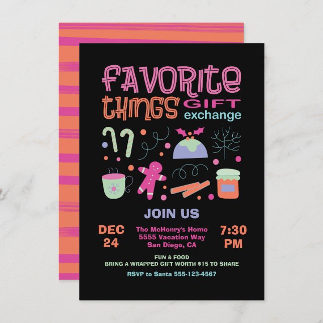 Favorite Dinge Weihnachts Geschenk Exchange Party  Einladung (Vorne/Hinten)