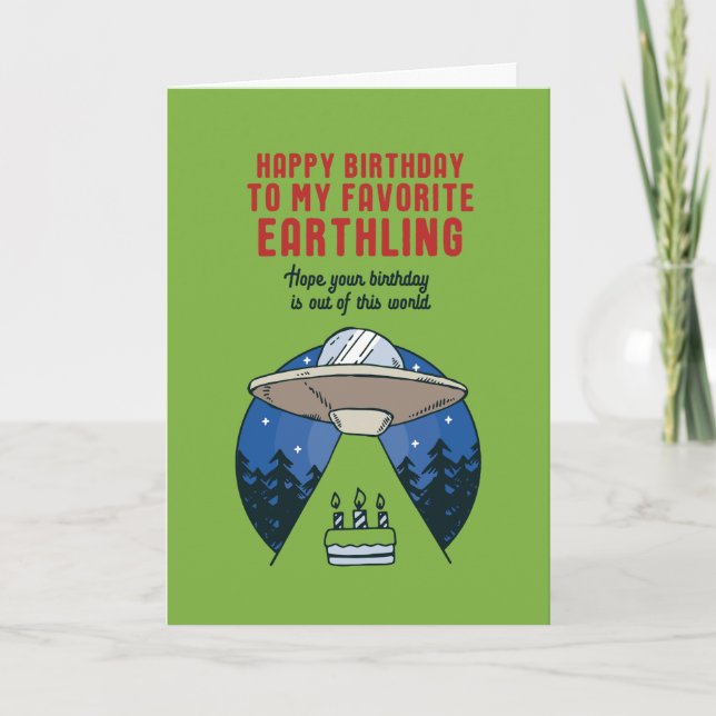 Favorite Earthling Alien UFO Pun Funny Birthday Karte (Vorderseite)