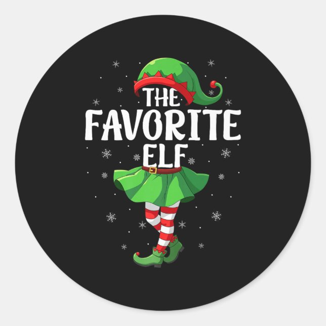 Favorite Elf Christmas Girls Women Elf Squad Xmas  Runder Aufkleber (Vorderseite)