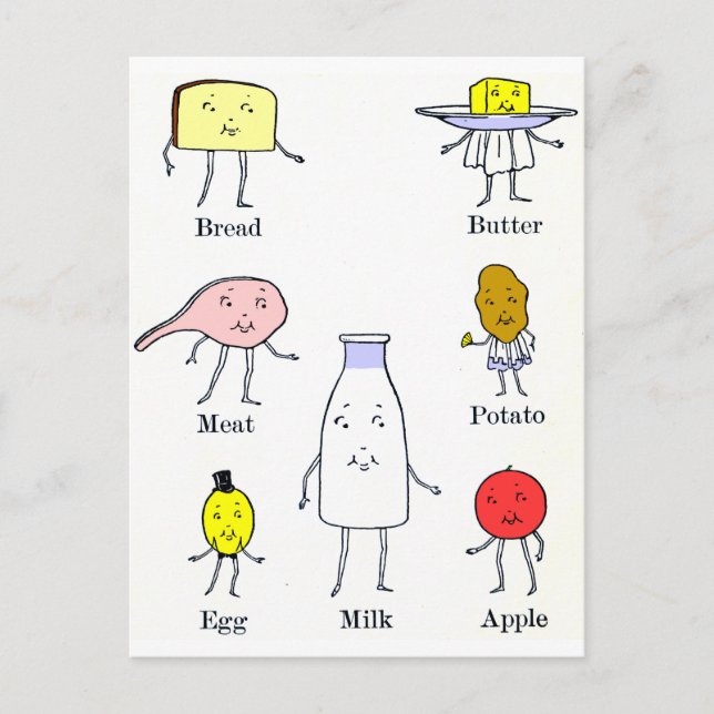 Favorite Foods Vintag Kitchart Postkarte (Vorderseite)
