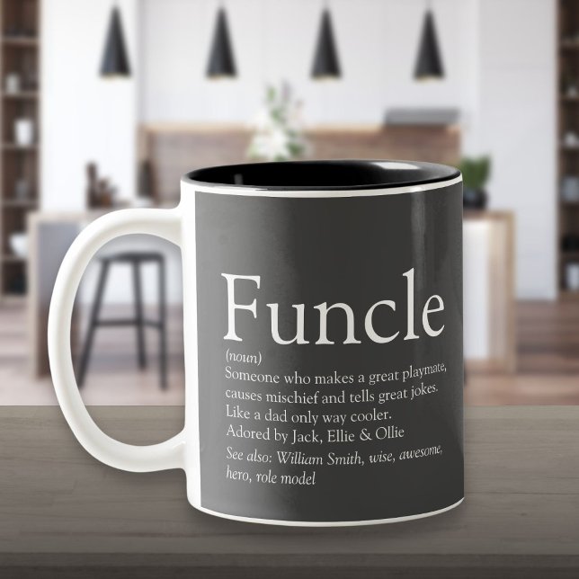 Favorite Funcle Uncle Modern Definition Grau Zweifarbige Tasse (Favourite Funcle Uncle Modern Definition Gray Two-Tone Coffee Mug)