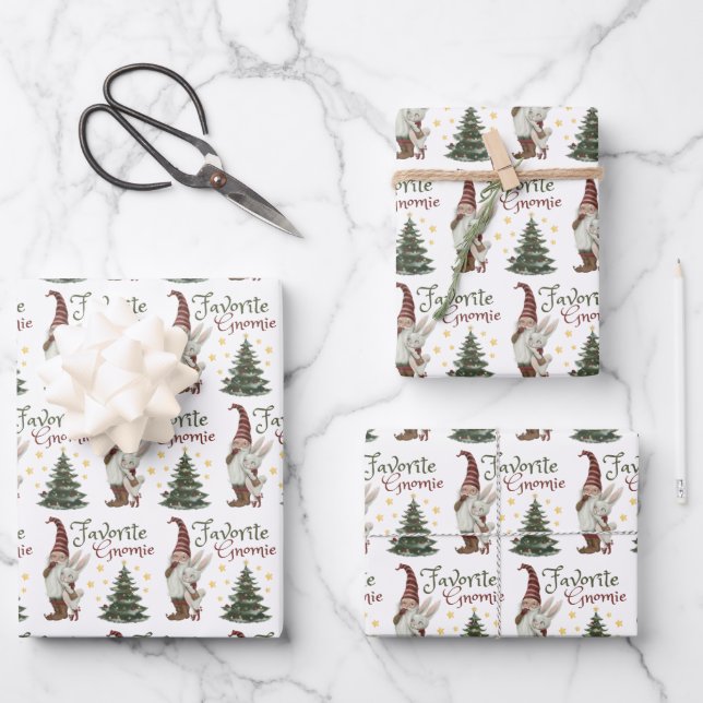 Favorite Gnomie Weihnachtswrapping Paper Sheets Geschenkpapier Set (Vorderseite)