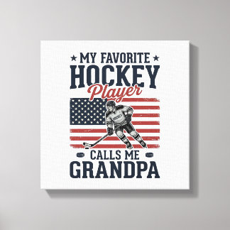 Favorite Hockey Player Calls Me Grandpa Vintage Sh Leinwanddruck