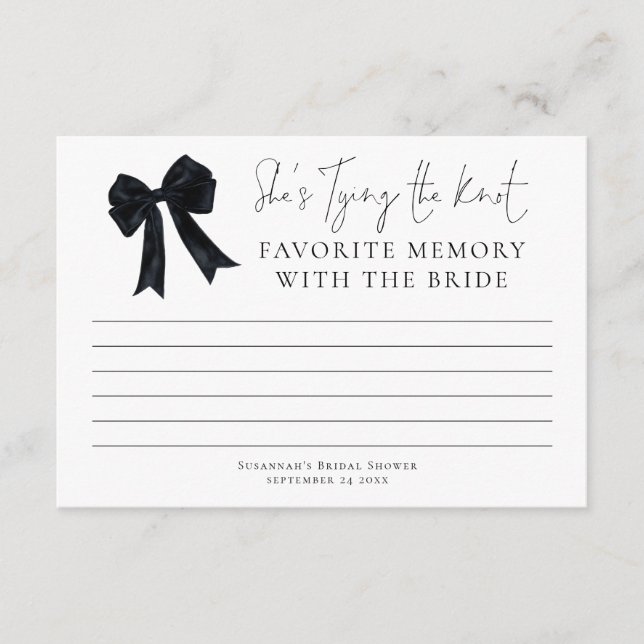 Favorite Memory With Bride Black Bow Bridal Shower Karte (Vorderseite)