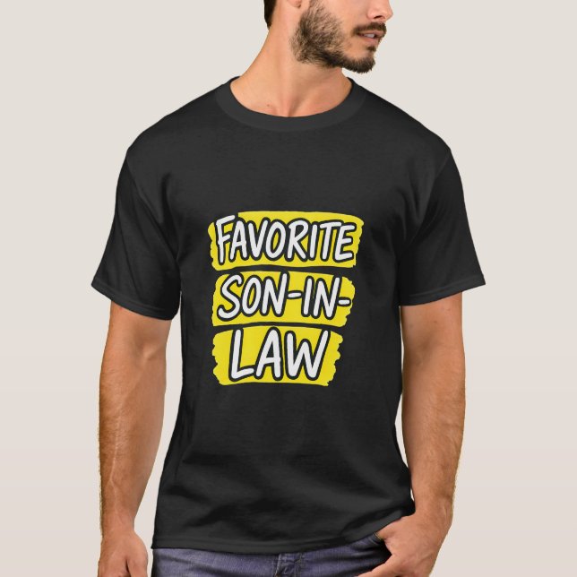Favorite Son In Law Retro Yellow Brush Strokes T-Shirt (Vorderseite)