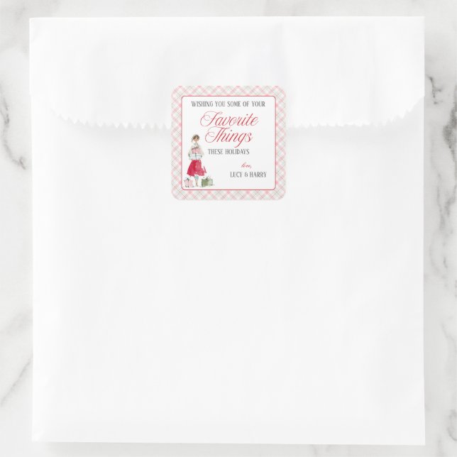 Favorite Things Christmas Glam Girl Quadratischer Aufkleber (Tasche)