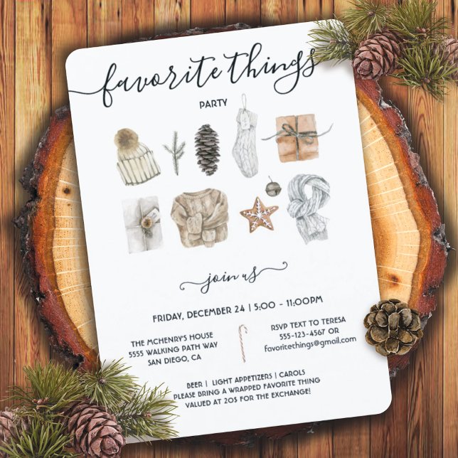 Favorite Things Christmas Holiday Exchange Party Einladung (Von Creator hochgeladen)