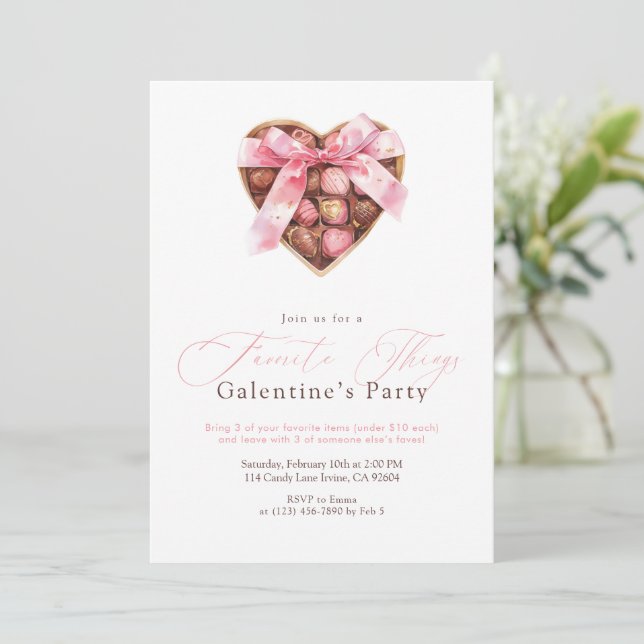Favorite Things Galentine’s Party Einladung (Stehend Vorderseite)