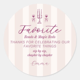 Favorite Things Holiday Book & Wine Club Party Runder Aufkleber