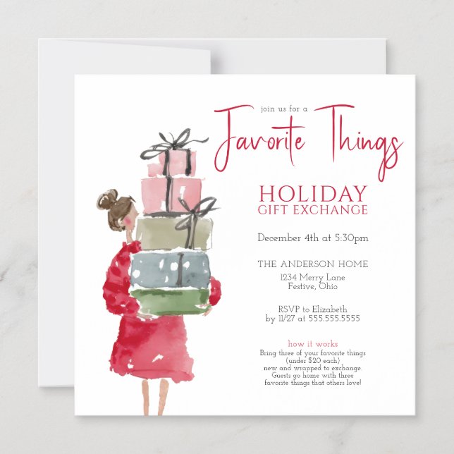 Favorite Things Holiday Party Magneteinladung (Vorderseite)