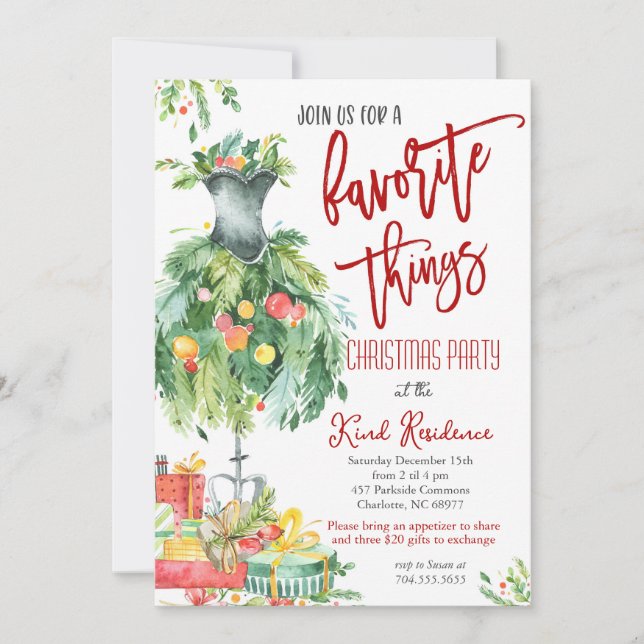 Favorite Things Weihnachts-Einladung Einladung (Vorderseite)