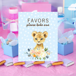 Favoriten Baby Shower Lion Cub Floral Blue Poster