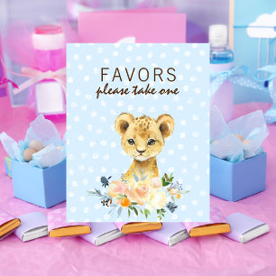 Favoriten Baby Shower Lion Cub Floral Blue Poster