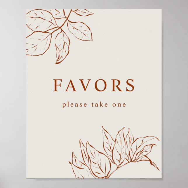 Favoriten Burnt Orange Botanical Baby Shower Poster (Vorne)