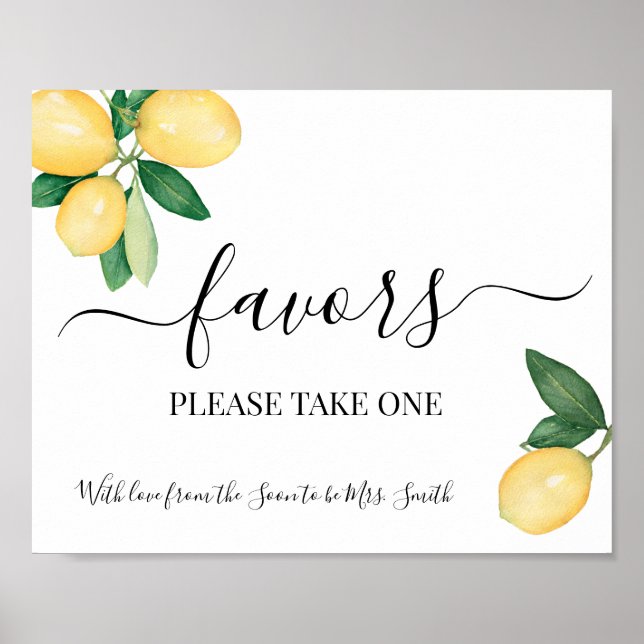 Favoriten Party Sign Lemons Bridal Hochzeitsempfan Poster (Vorne)