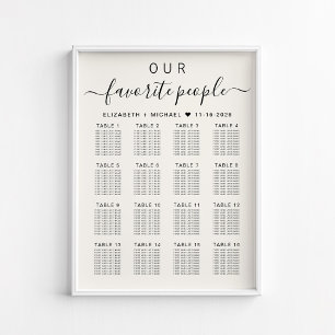 Favoriten Personen 16 Tische Hochzeits-Sitzplan Poster