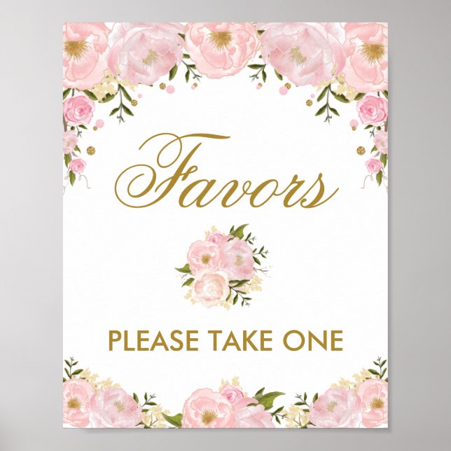 Favoriten Signieren Pink Gold Blume Hochzeitsszena Poster (Vorne)