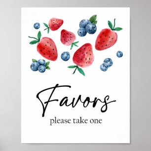 Favoriten Strawberry Berry First Birthday Girl Swe Poster