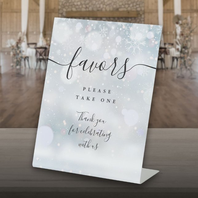 Favoriten Winter Black Script Table Sockelschild (Favors Winter Black Script Table Pedestal Sign)
