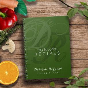 Favoritenrezepte Mit Monogramm grün Notizblock