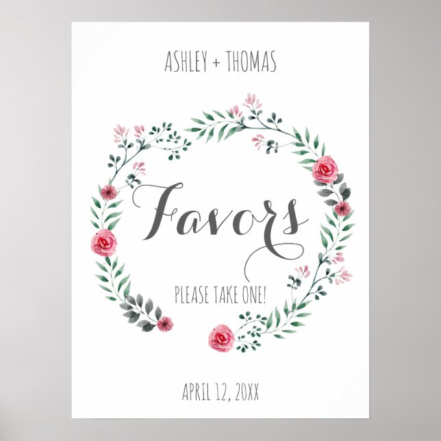 FAVORS Hochzeitskalligrafie Poster (Vorne)