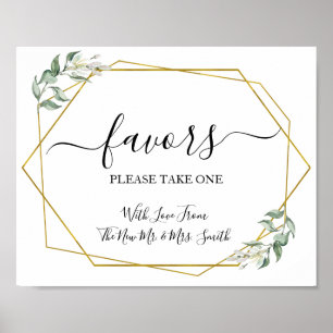 Favors Party signieren Hochzeitsempfang Gold Poster