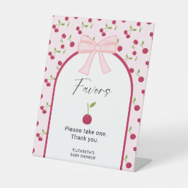 Favors Sign Cherry on Top Coquette Baby Shower Sockelschild