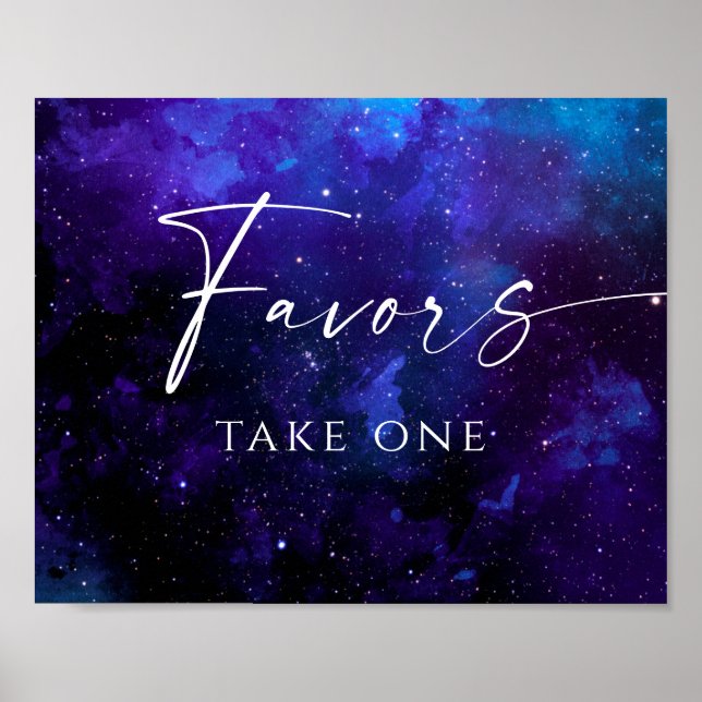 Favors Space Wedding Sign | Starry Night Galaxy Poster (Vorne)