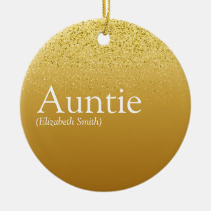 Favourite Aunt, Auntie Definition Gold Glitter Keramik Ornament