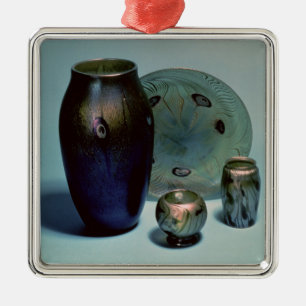 Favrile Platte und Vasen Tiffanys Silbernes Ornament