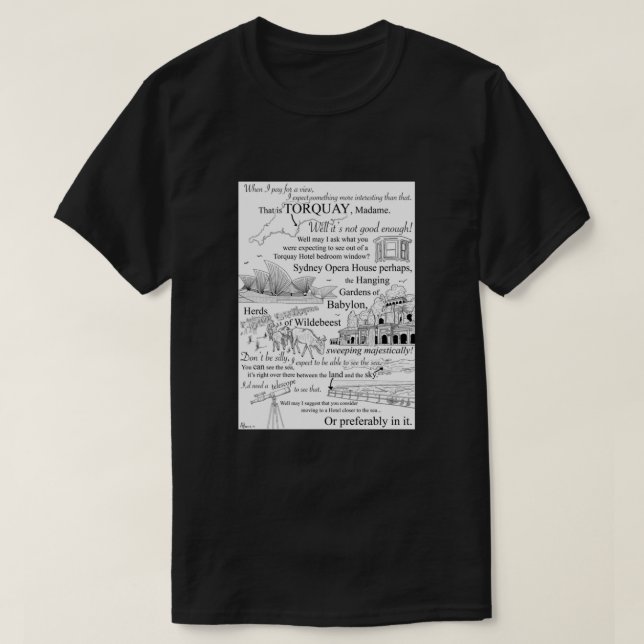 Fawlty Towers - Basil gegen Mrs. Richards. Torquay T-Shirt (Design vorne)