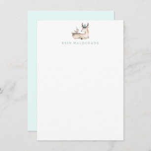 Fawn and Bird Stationery - Baby Deer Mitteilungska Mitteilungskarte