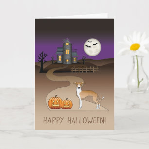 Fawn and White Iggy and Halloween Spuk House Karte