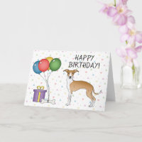 Fawn and White Italian Greyhound - Happy Birthday
