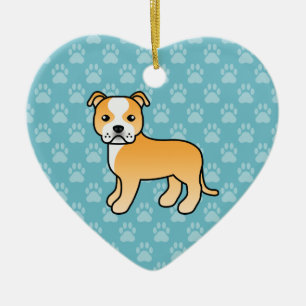 Fawn and White Staffordshire Bull Terrier Dog Keramikornament