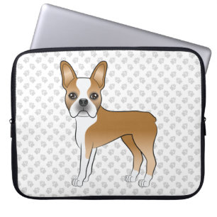 Fawn Boston Terrier Cartoon Dog & Gray Paws Laptopschutzhülle